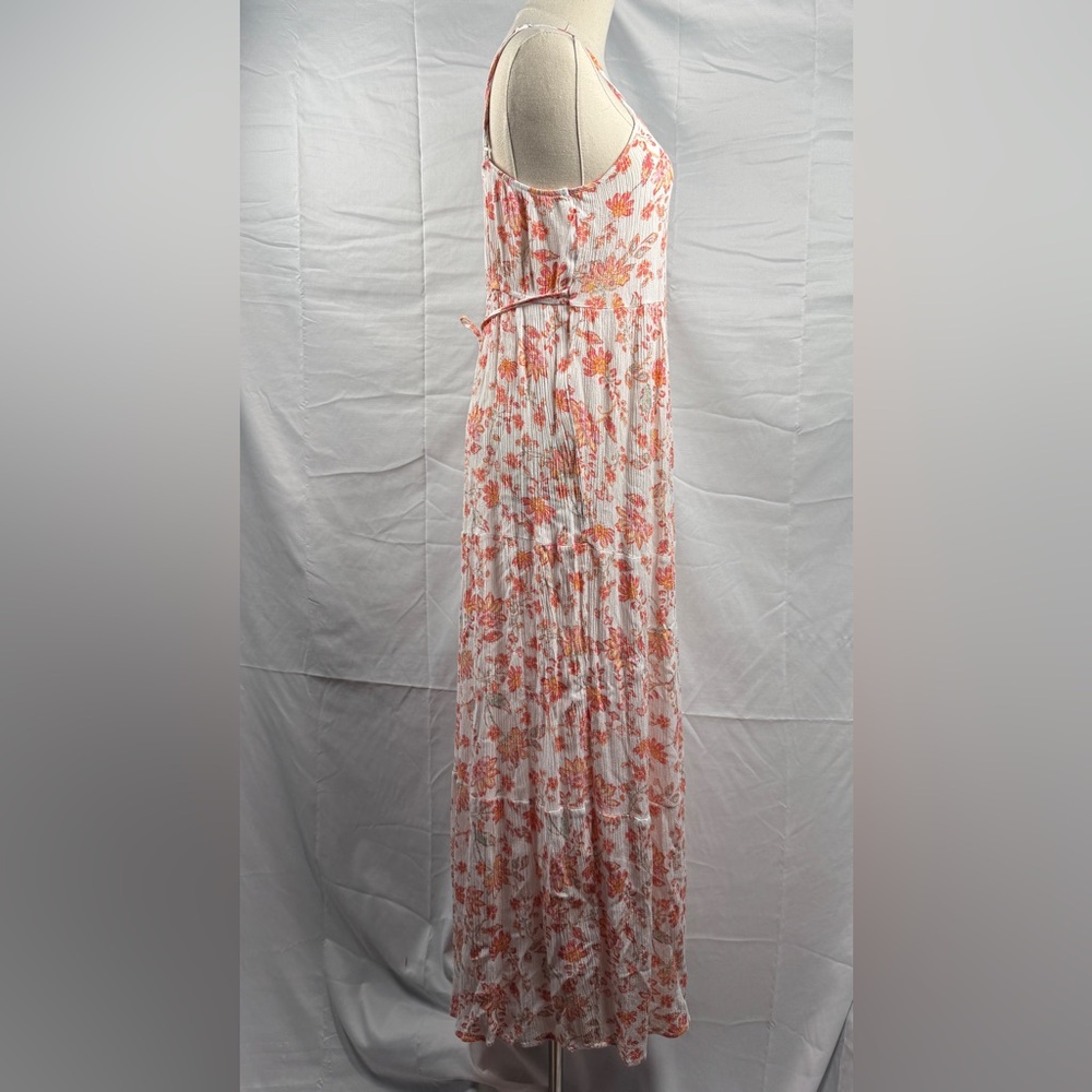 (M) SO Peach Floral Spaghetti Strap Stretch Skirt Maxi Dress - Picture 4 of 7